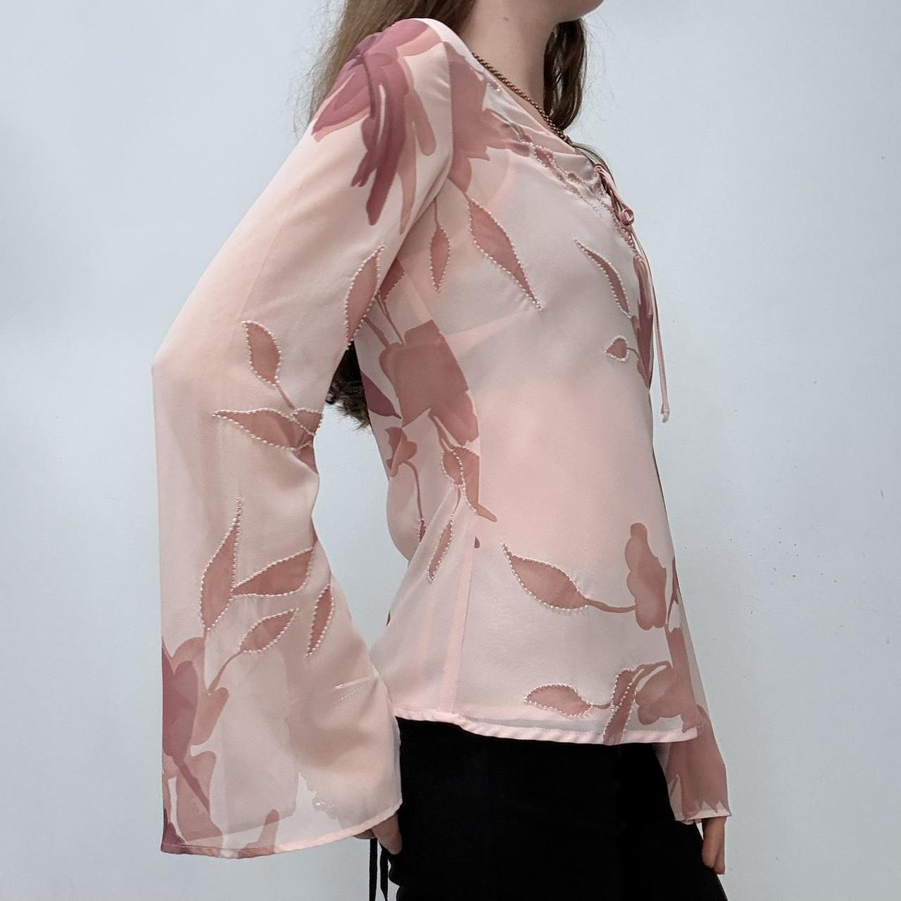 Pink flared floral shirt