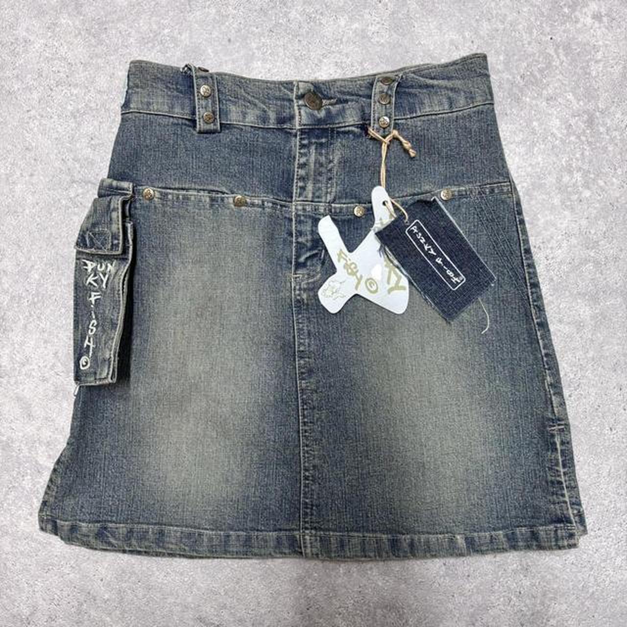 Mini cargo denim skirt
