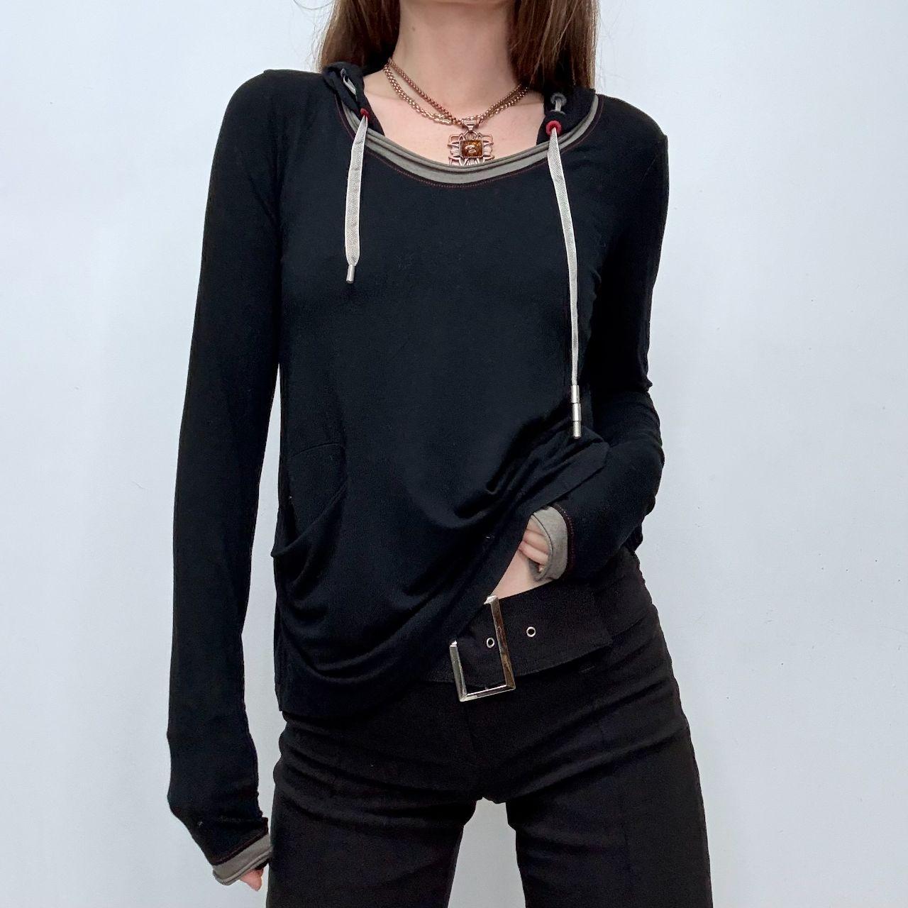 Black slouchy cop copine hooded top