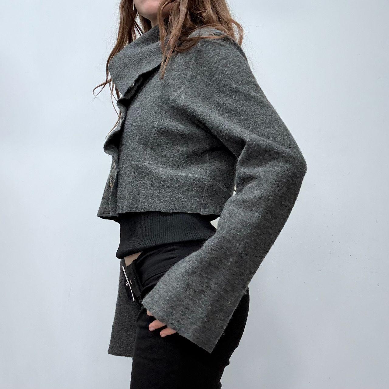 Grey flared asymmetric cropped jacket