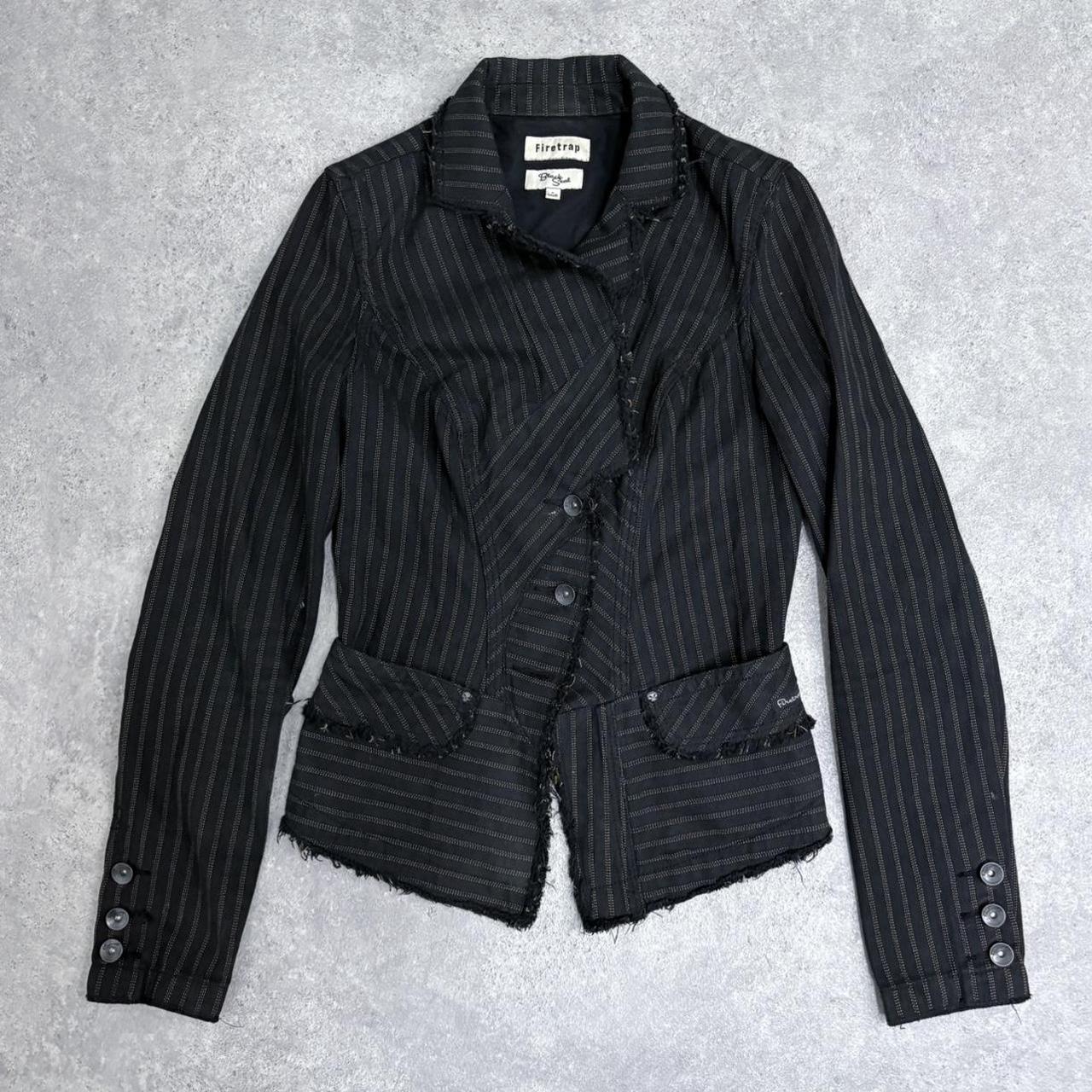 Pinstripe asymmetric fitted jacket