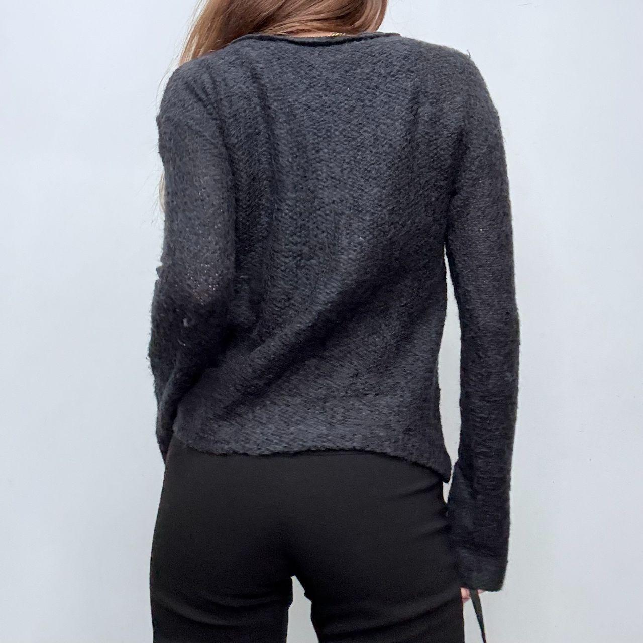 Sheer knit grey wool jumper