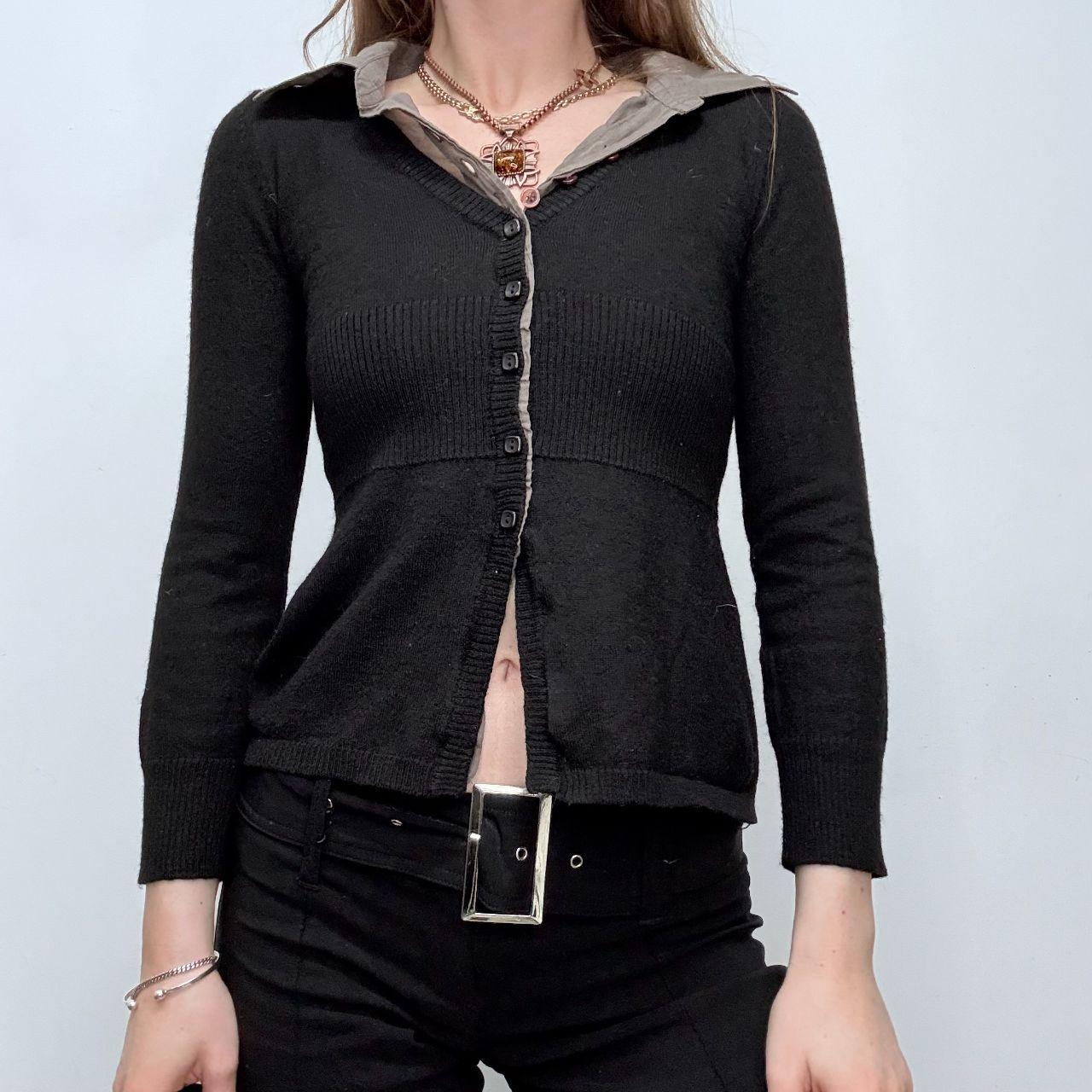Knitted ribbed shirt cardigan