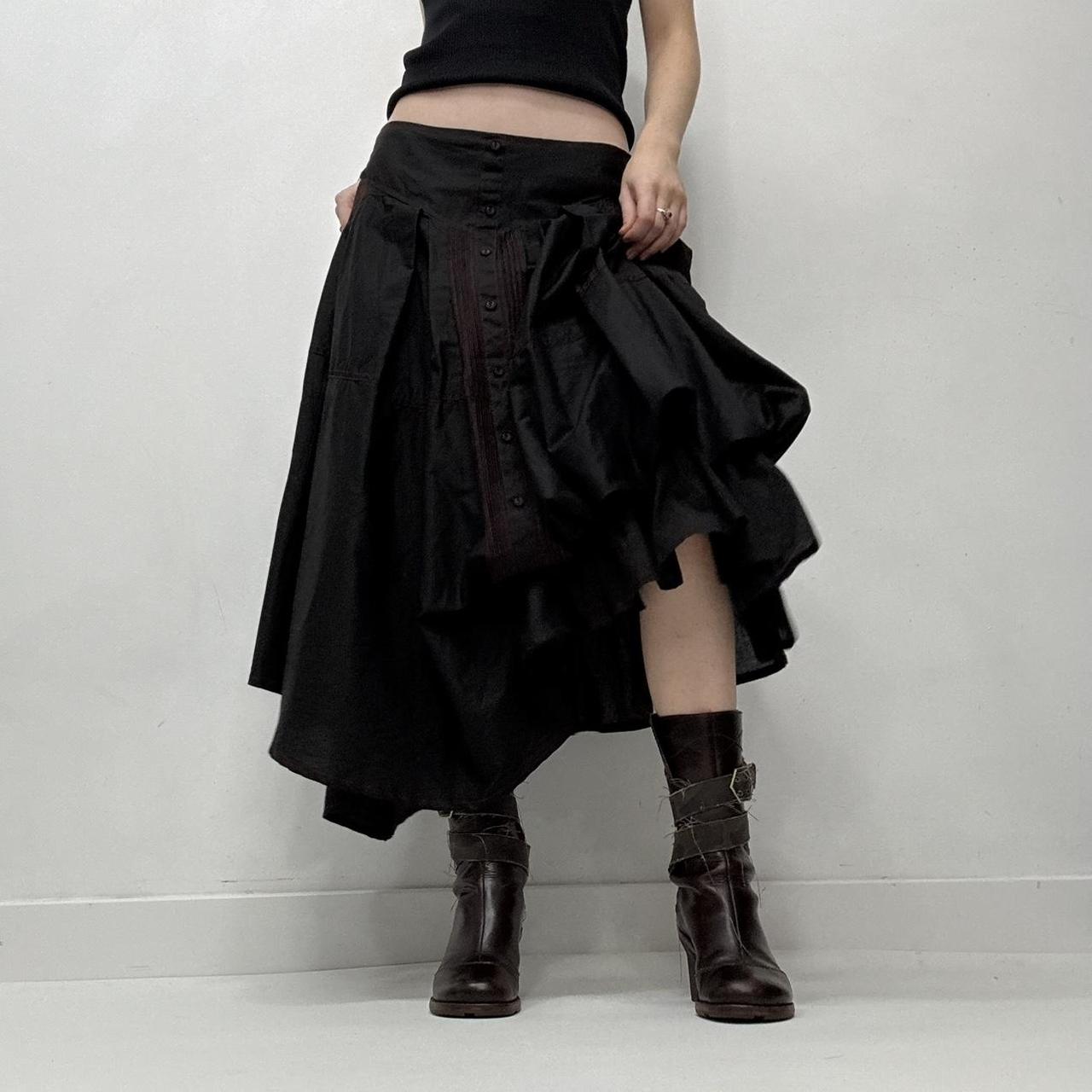 Black puff gathered grunge skirt