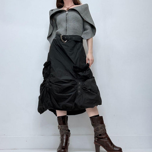 Archival off the shoulder scrunch puff dress