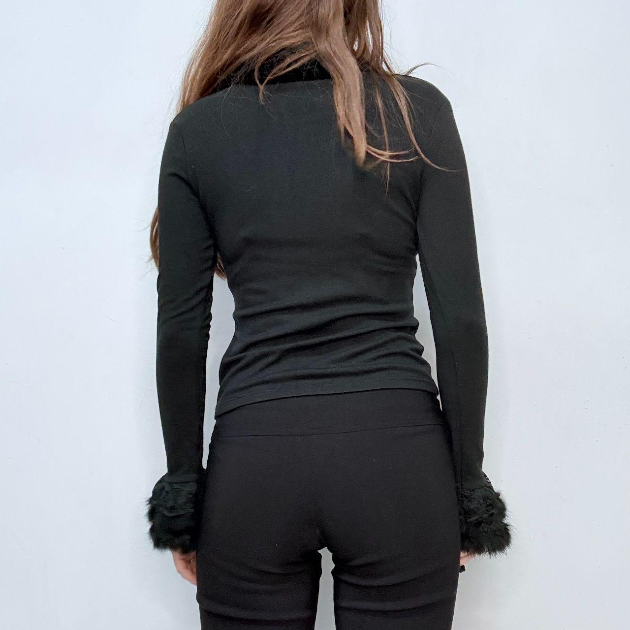 Black high neck fitted ruched shirt