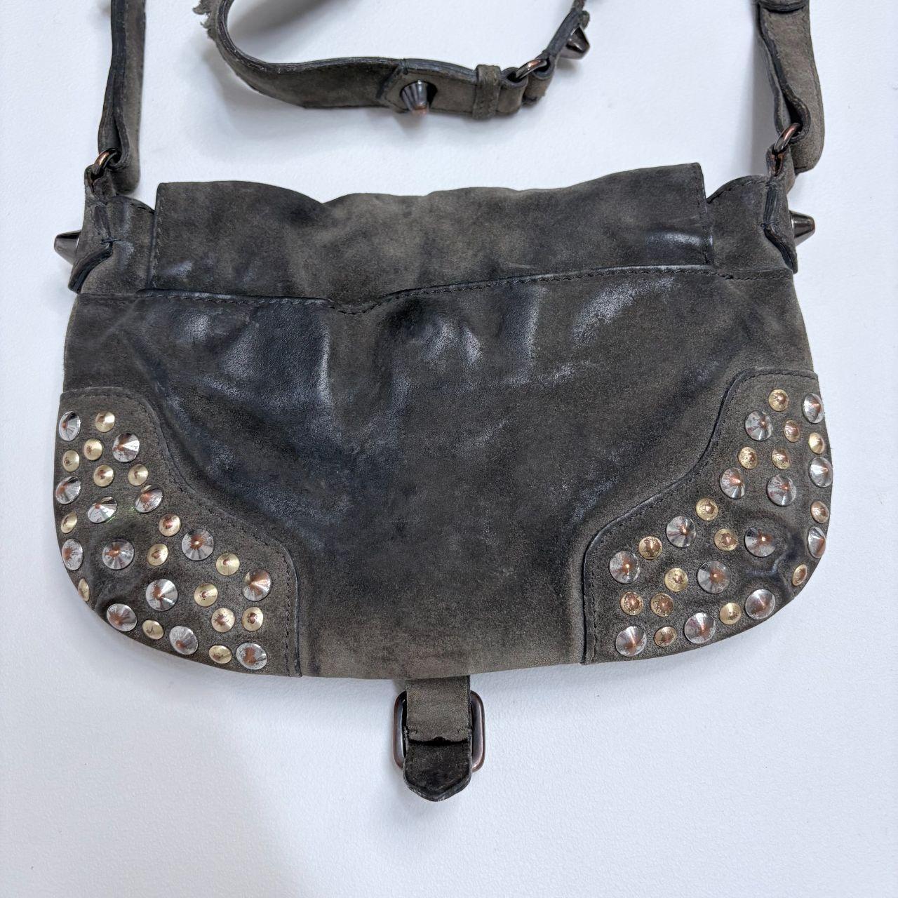 Studded khaki leather bag