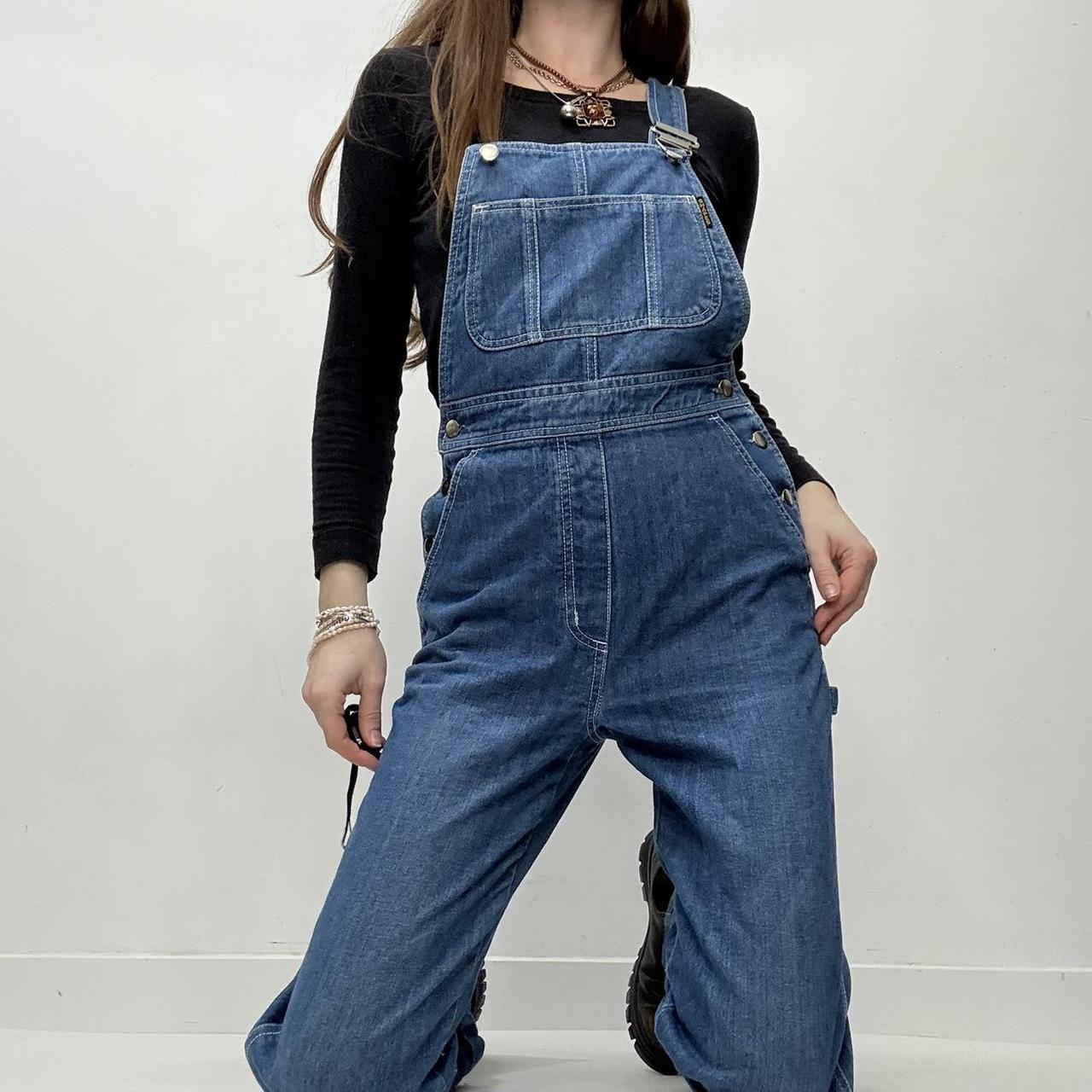 Denim wide leg dugarees