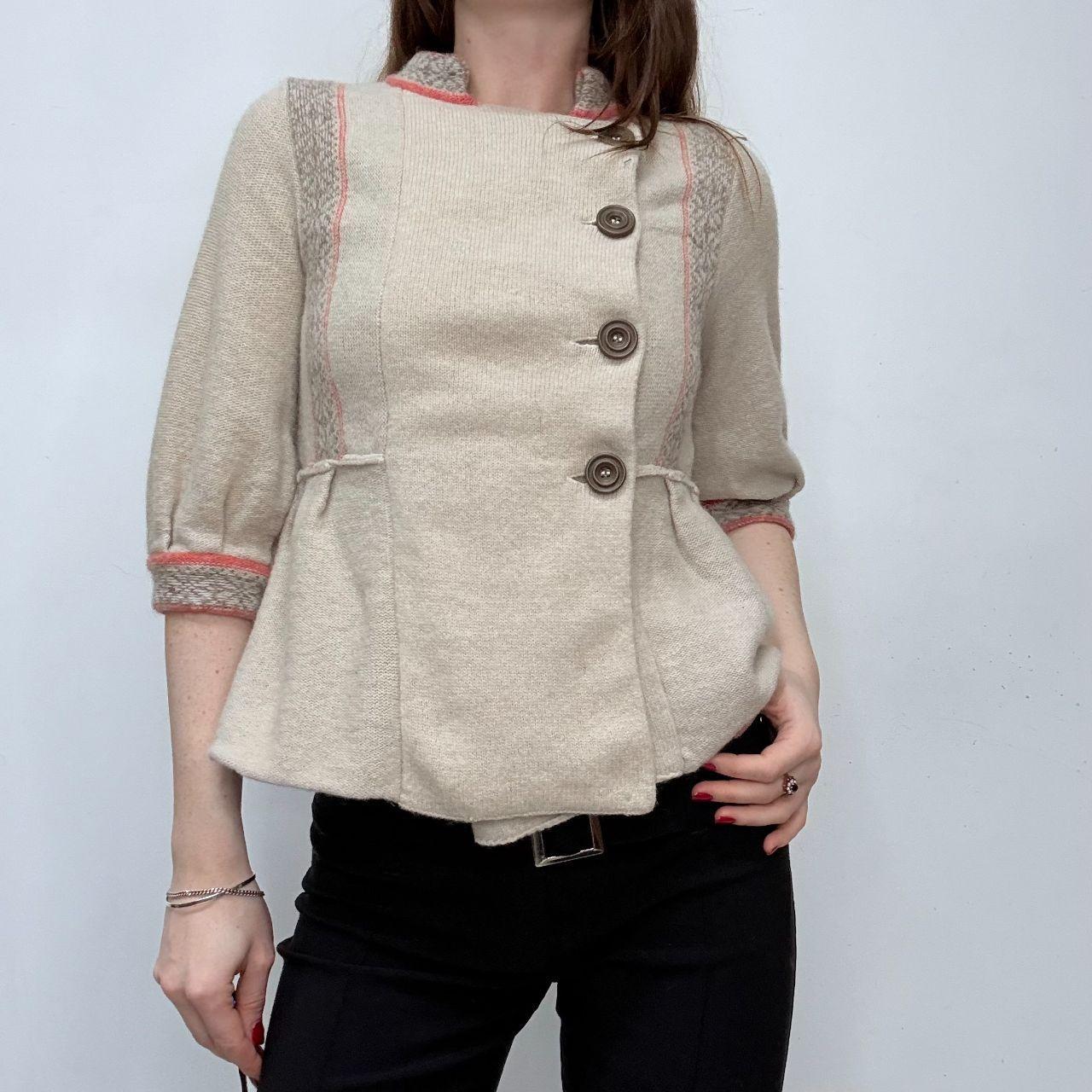 Preppy high neck pea coat cardigan