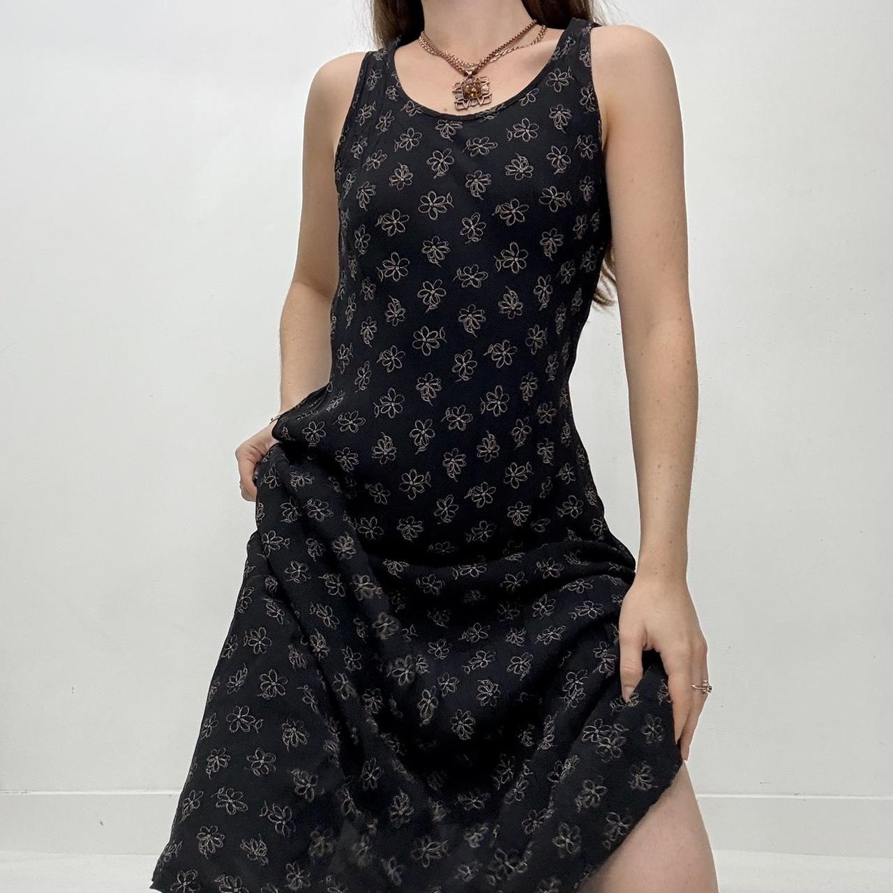 Black bias cut floral maxi dress