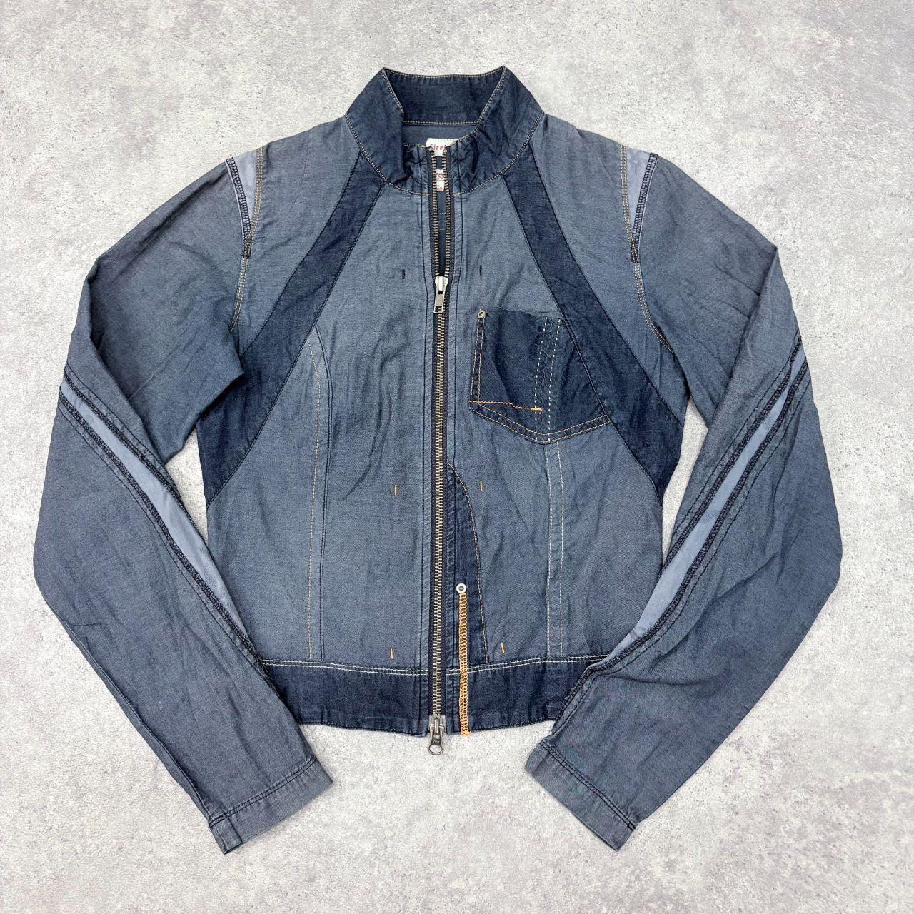 Cropped denim utility jacket