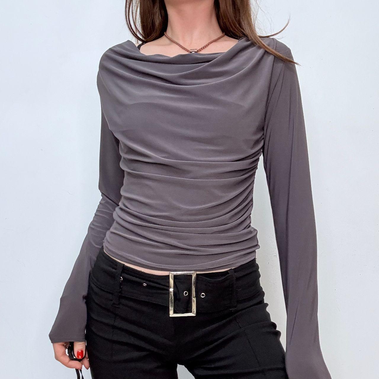Grey draped slouchy t-shirt
