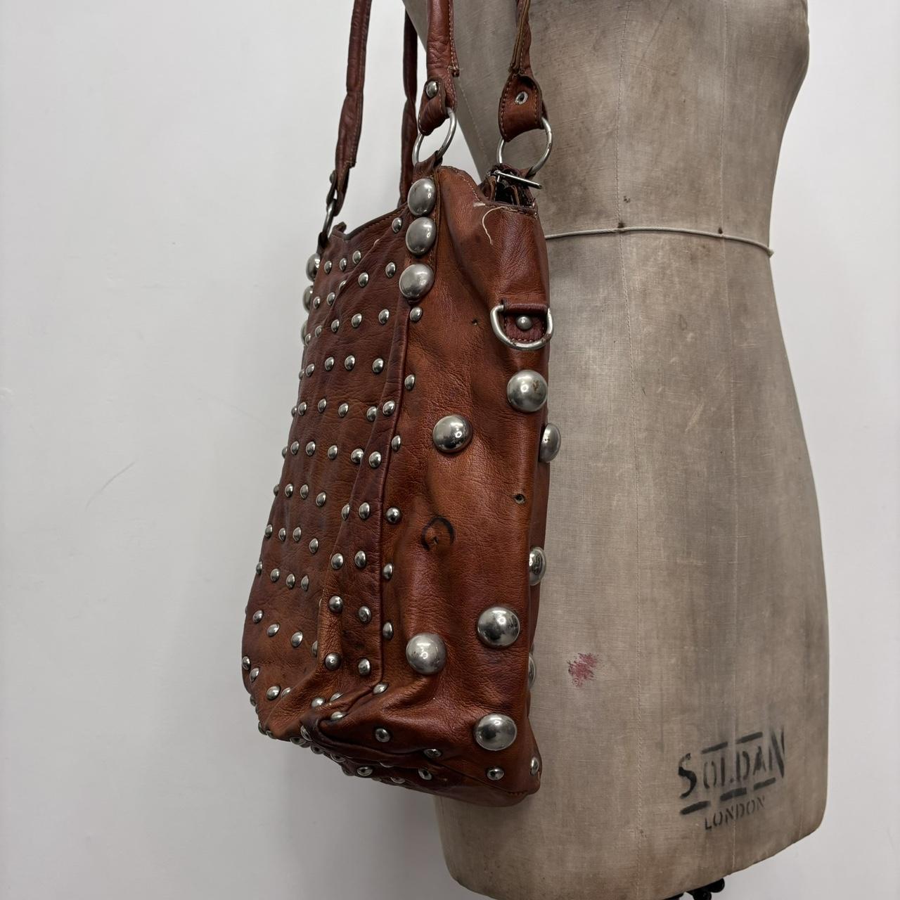 Tan leather studded bag