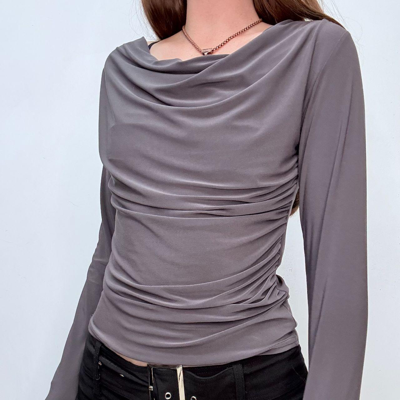 Grey draped slouchy t-shirt