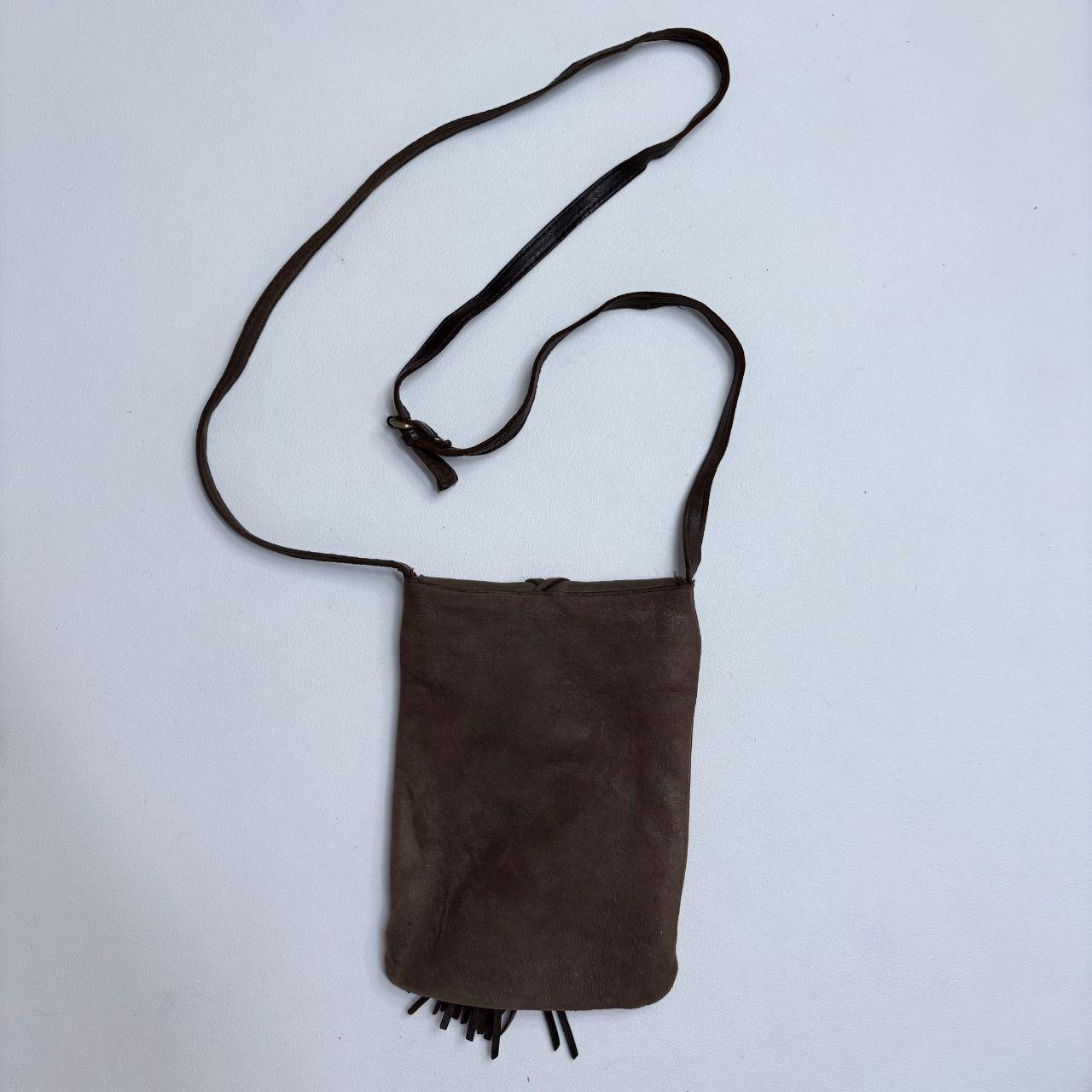 Brown leather corset lace up boho tassel bag