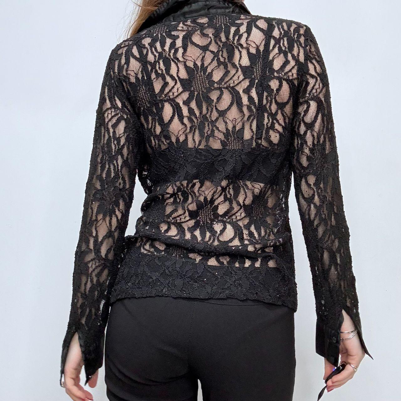 Sheer lace flared gothic shirt
