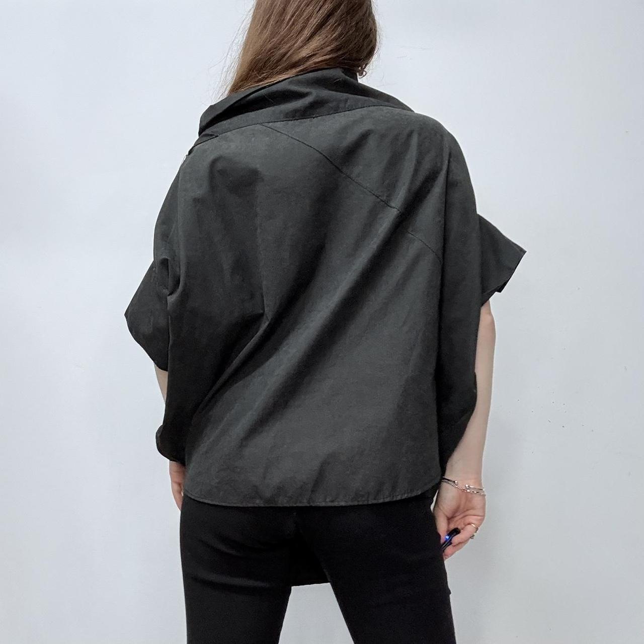 Black structured studded draped asymmetric shirt