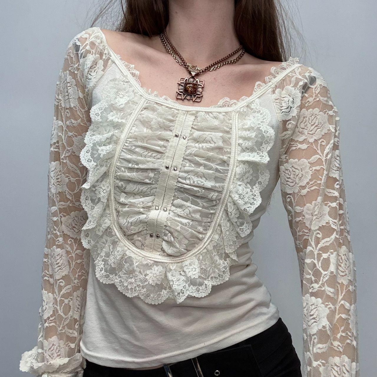 Cream lace coquette cottage shirt