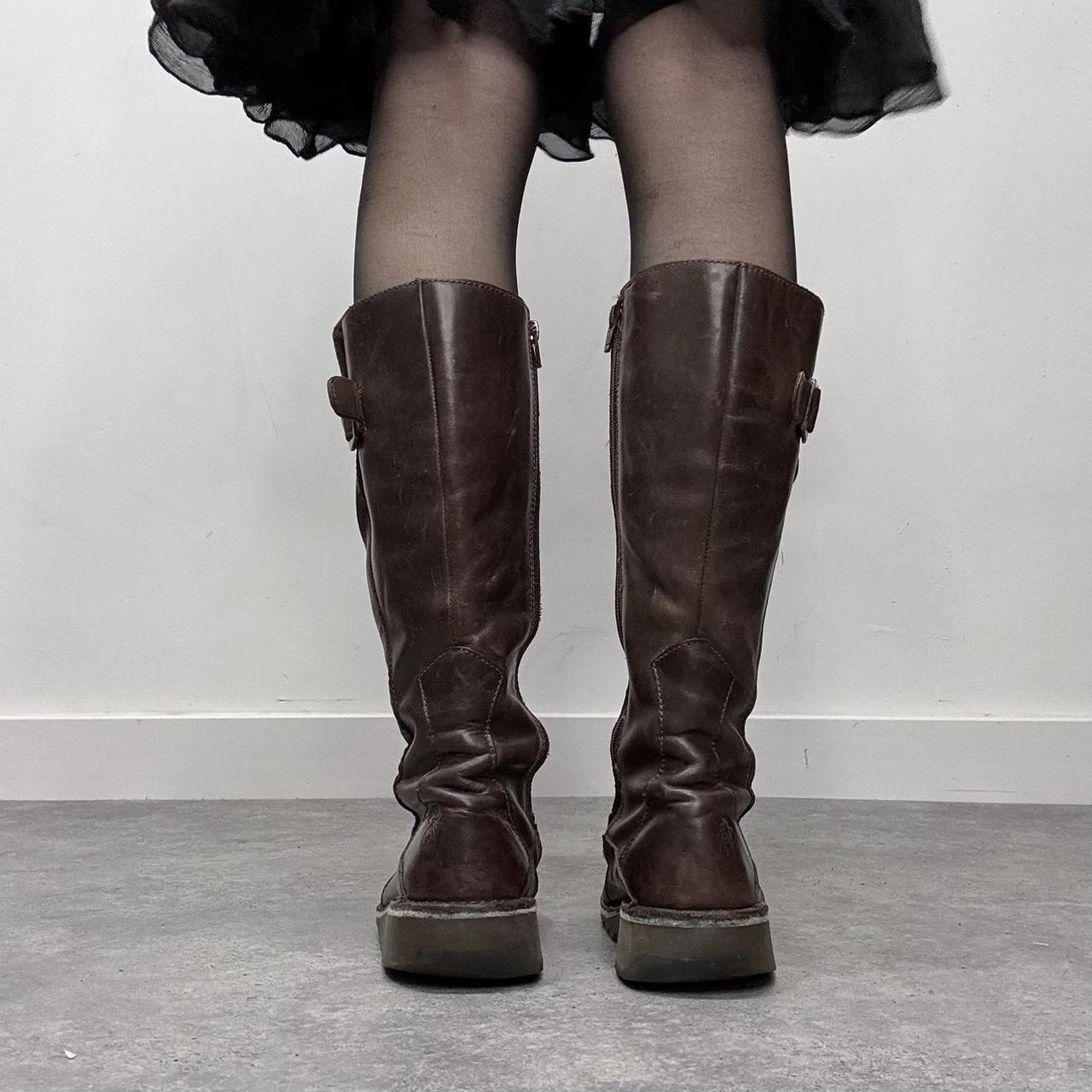 Brown leather knee high Fly boots