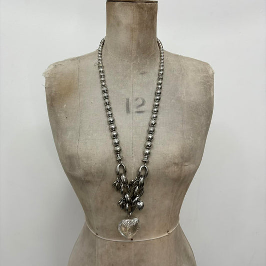 Silver metal heart necklace