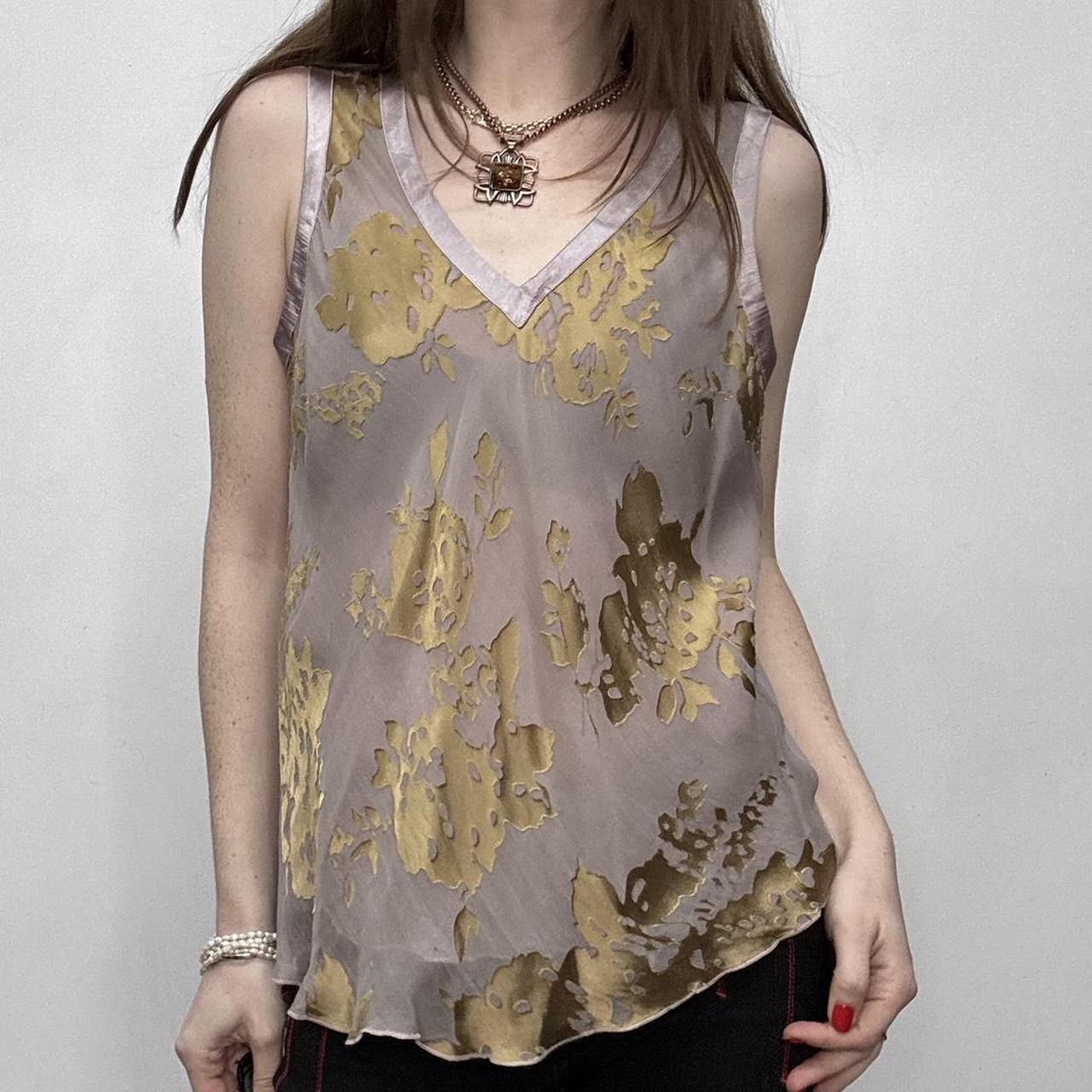 Sheer silk embossed vest