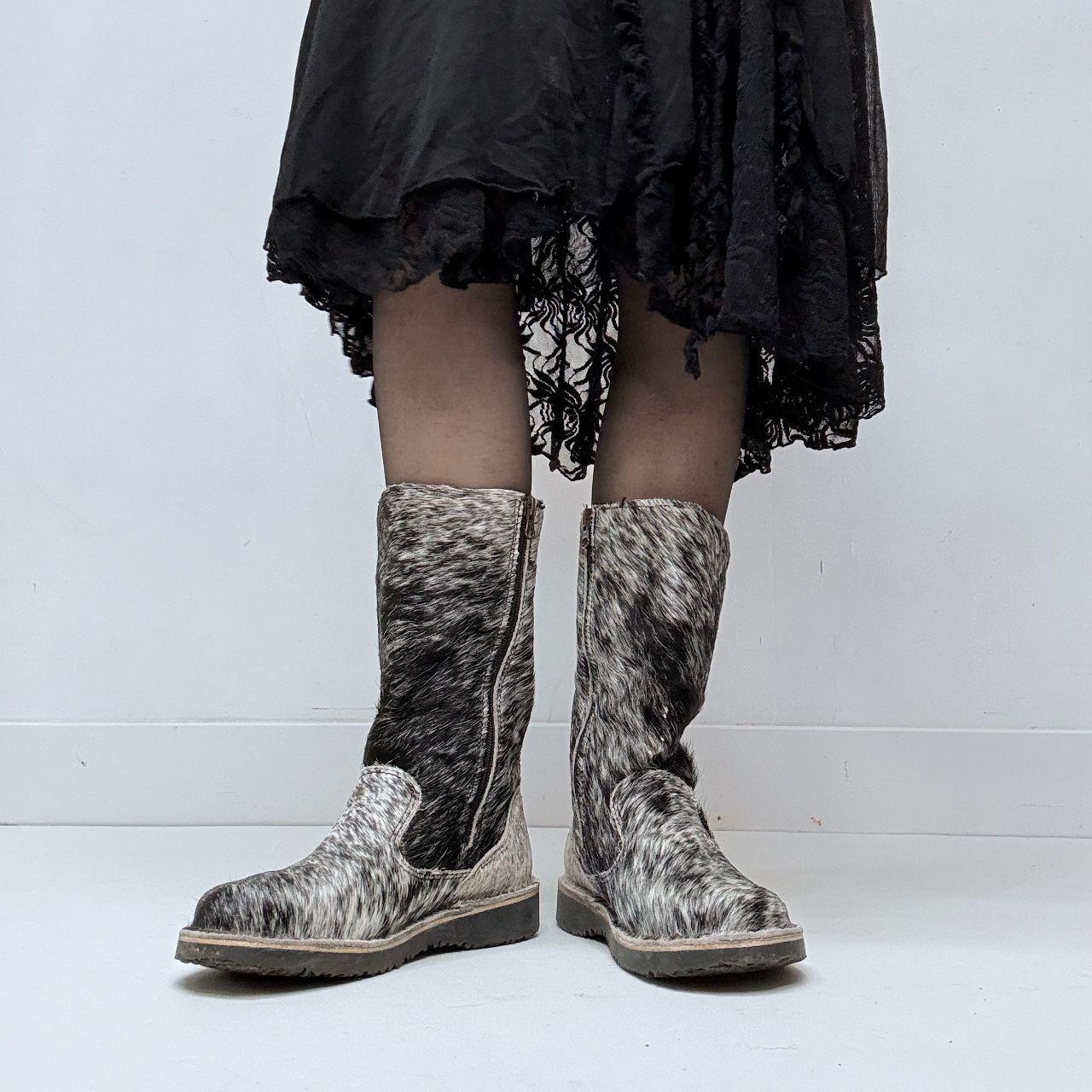 Cow hide pony hair boots