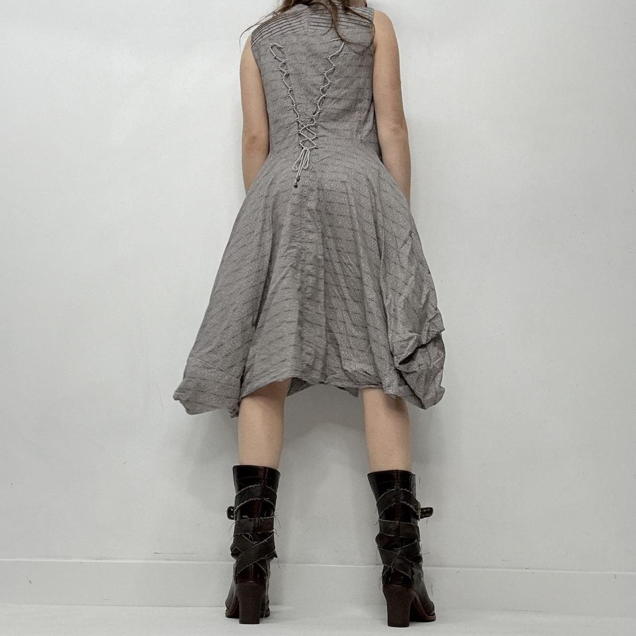 Graphic patterned puff gathered balloon dress