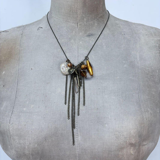 Boho hanging bead necklace