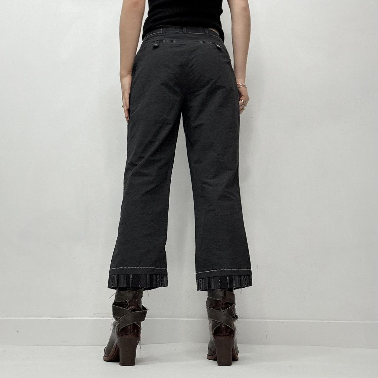 Grey pinstripe flared wide leg minimalist trousers