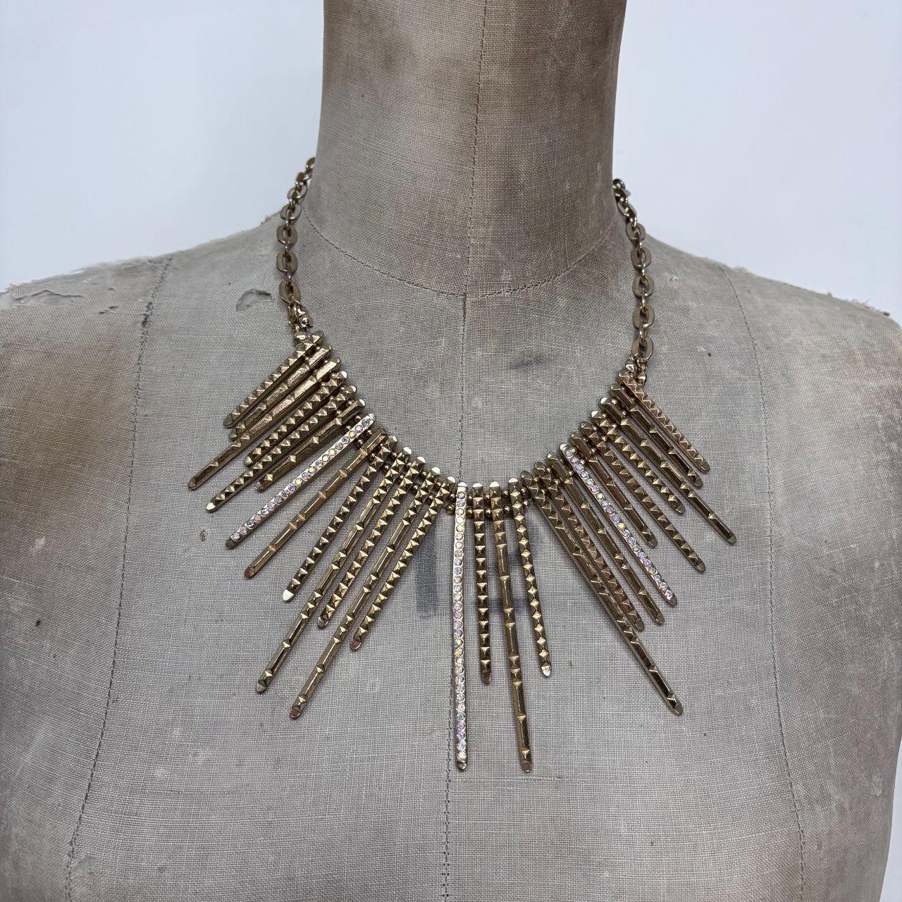 Gold metal layered shard necklace