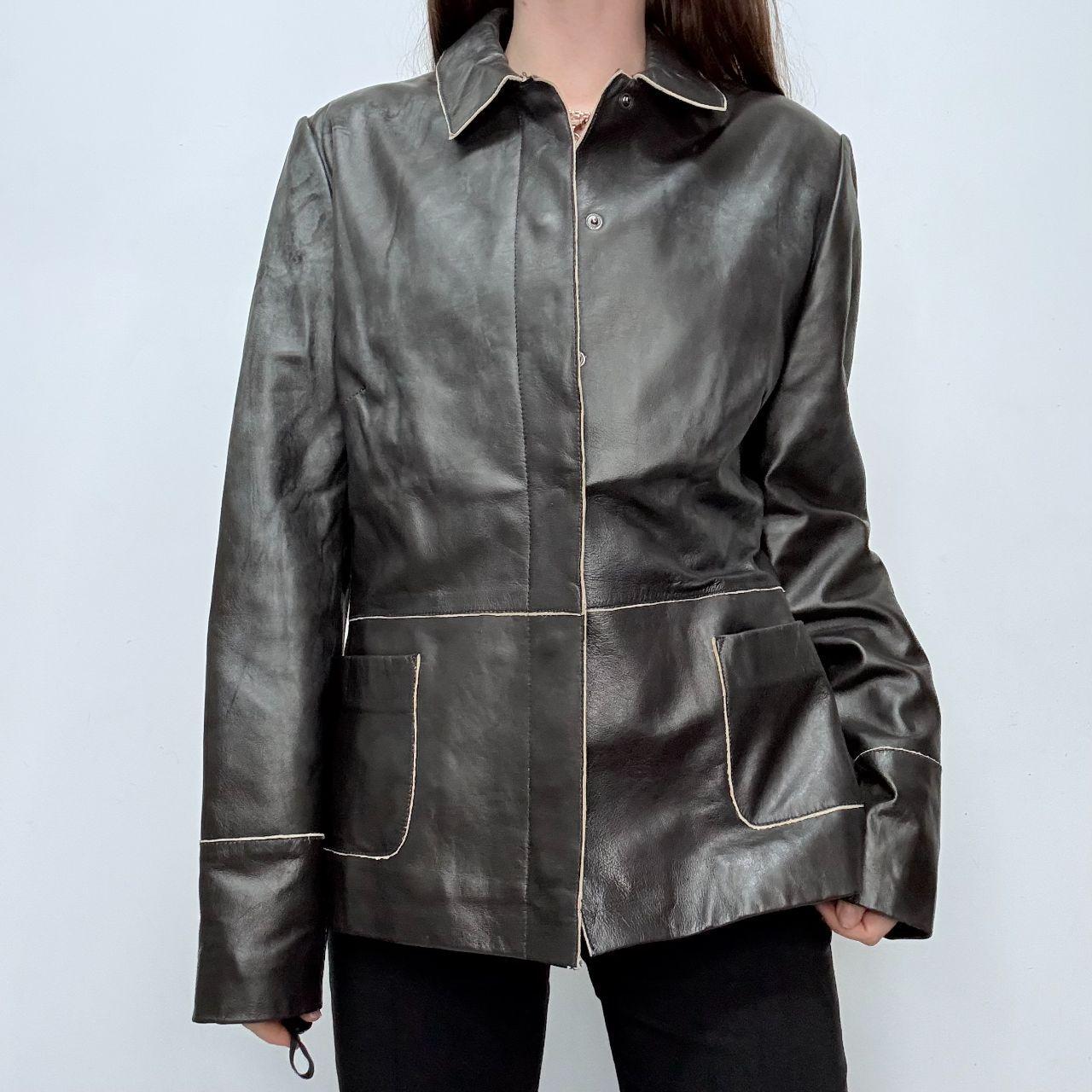 Black leather minimalist jacket