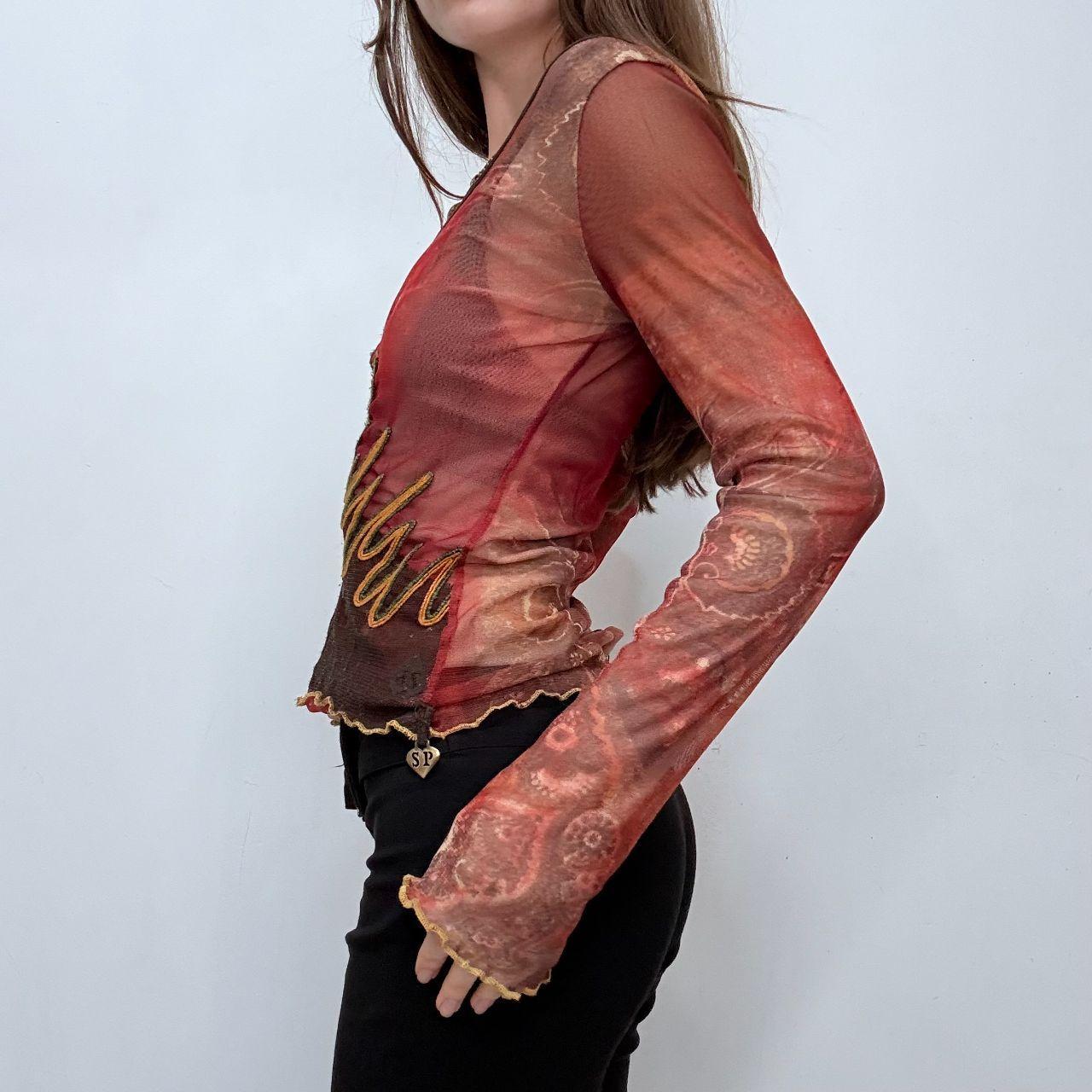 Wide neck graphic long sleeve top