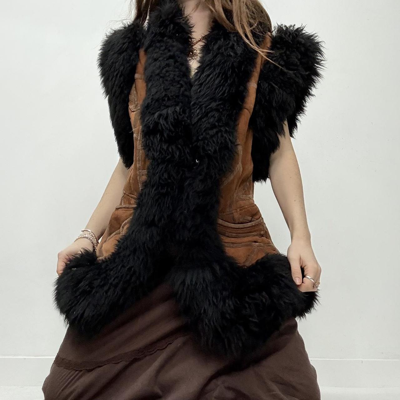 Black fur sheepskin gilet waistcoat