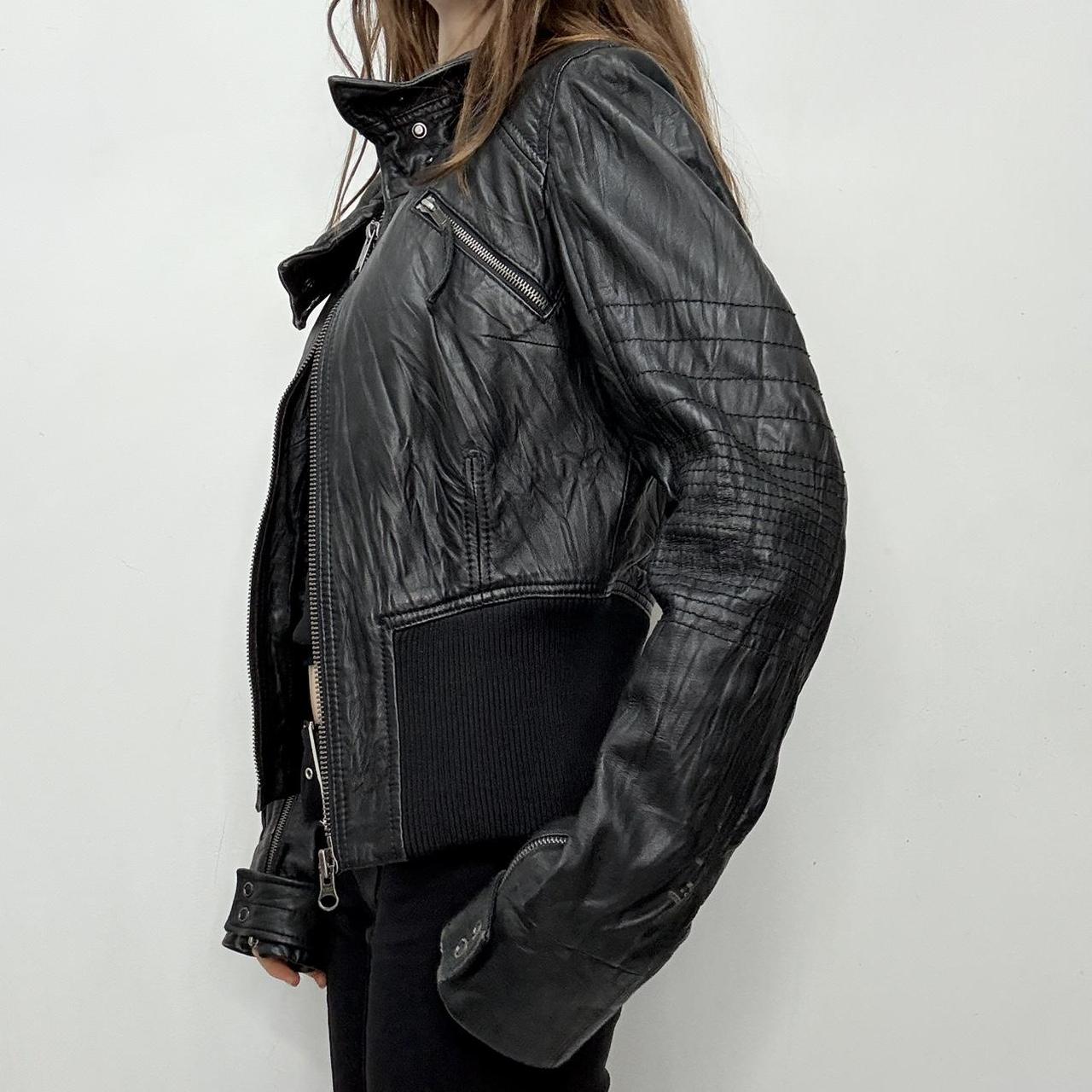 Black leather biker jacket