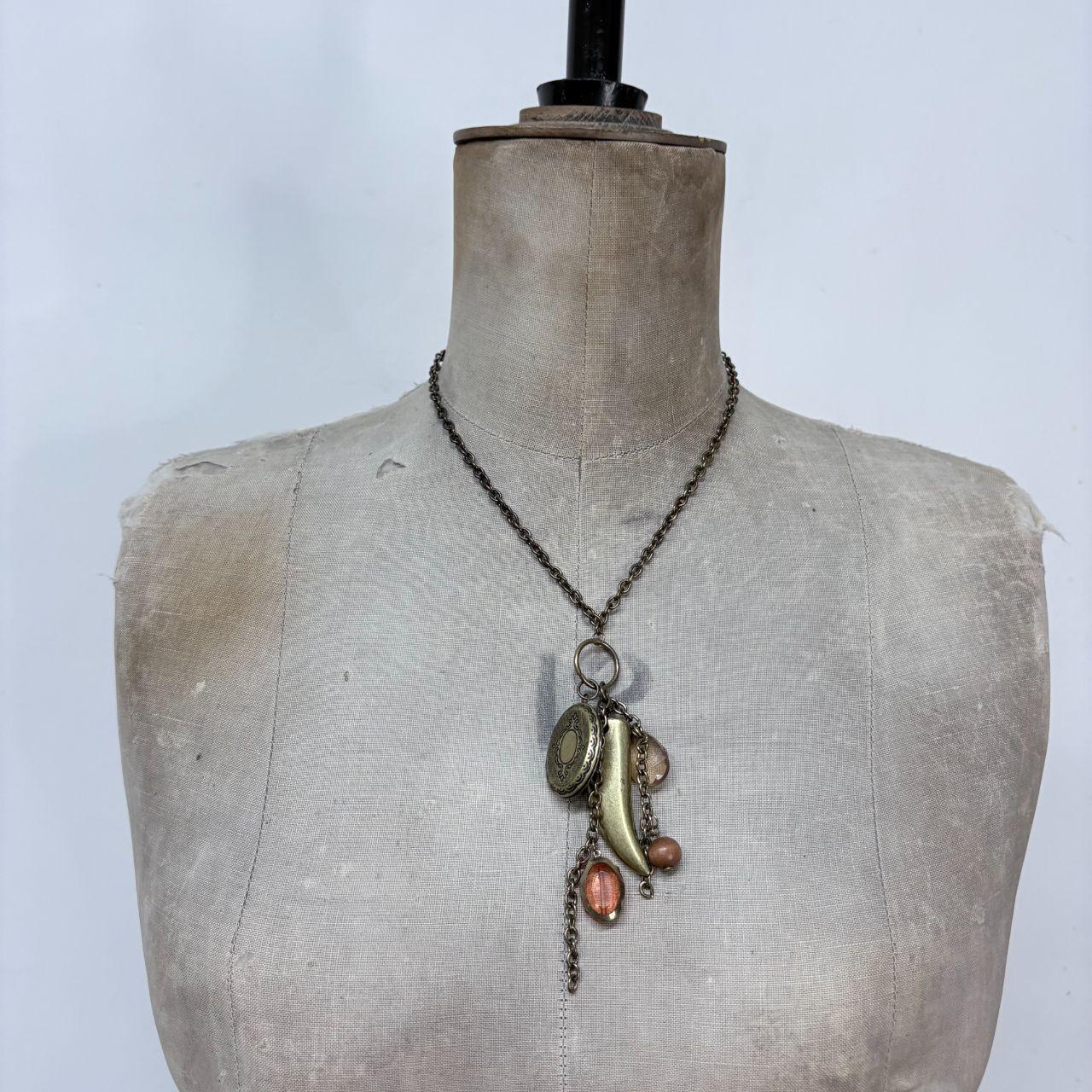 Boho hanging beaded charm necklace
