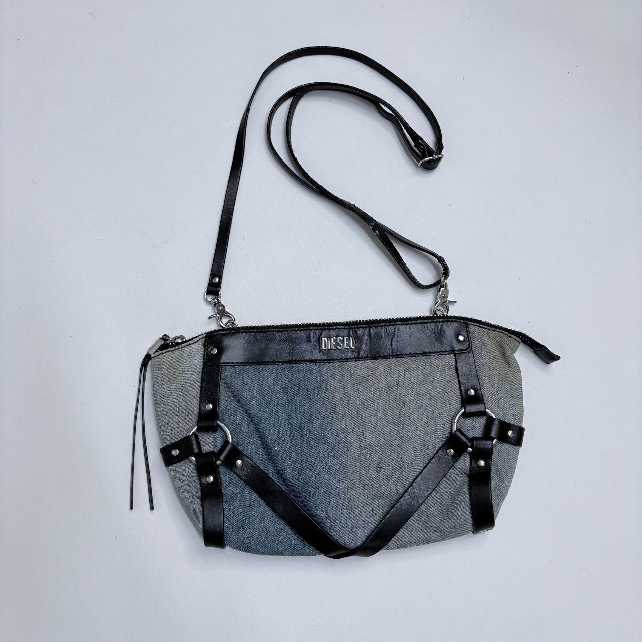 Denim Diesel black studded harness bag