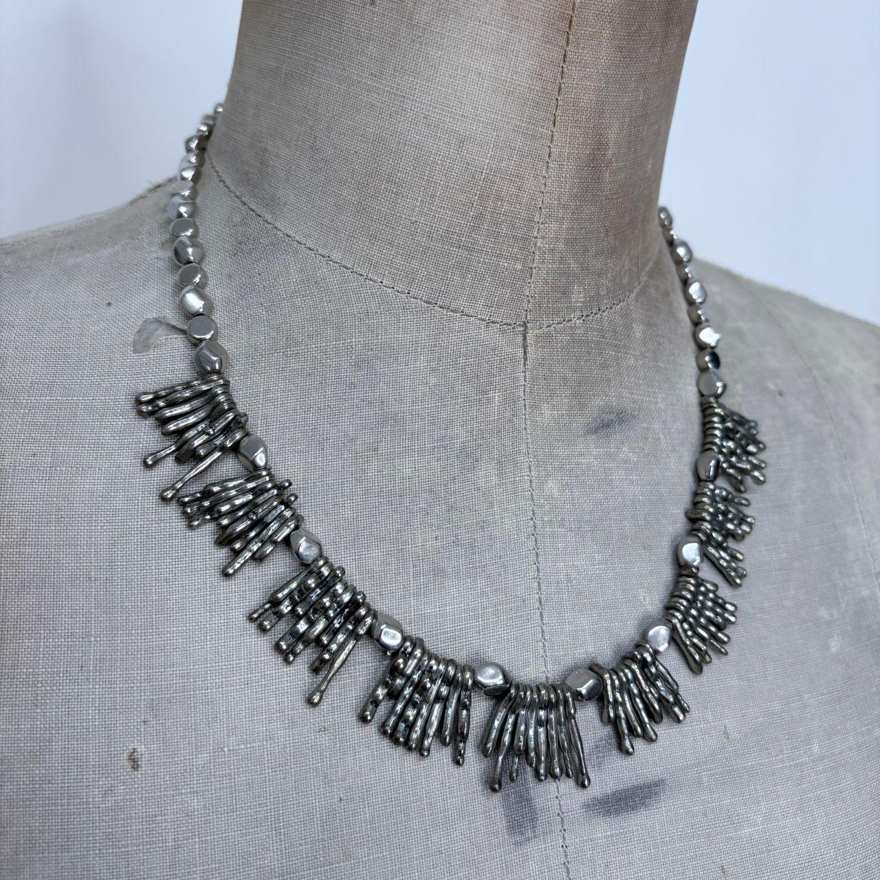 Silver hammered  necklace