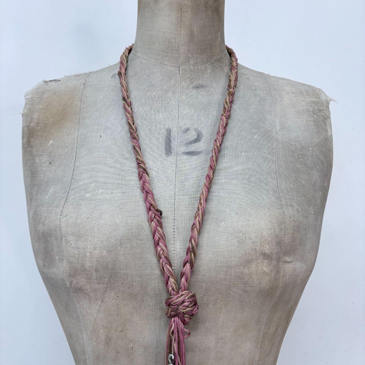 Pink woven chain necklace