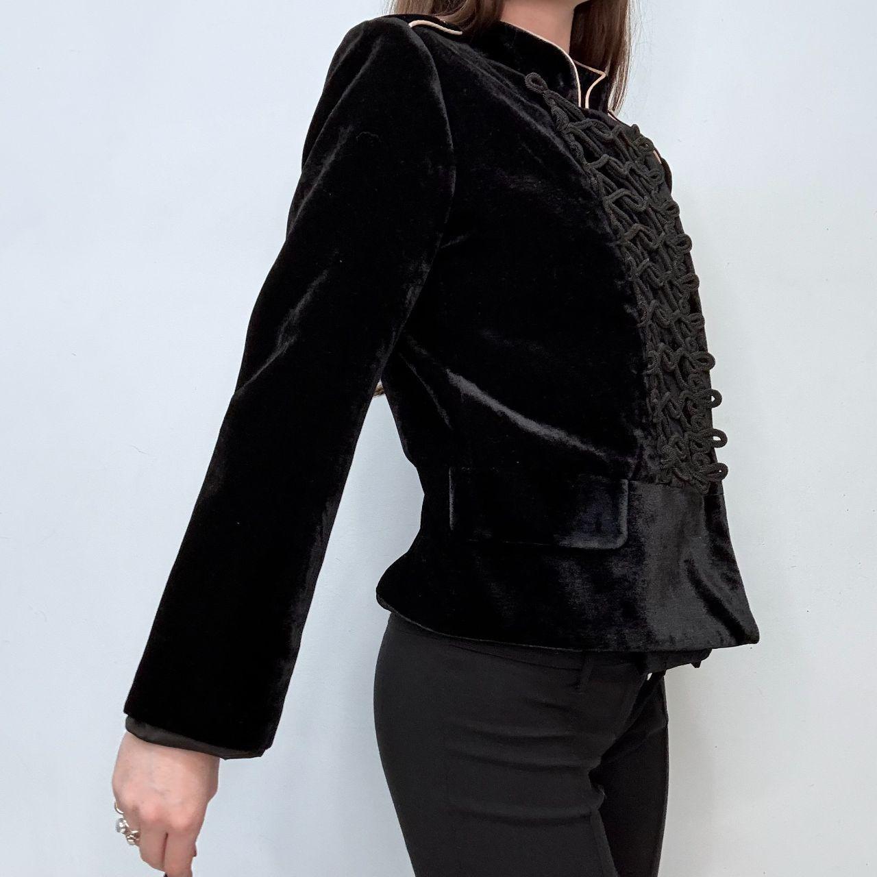 Asyemmtric black baroque military jacket