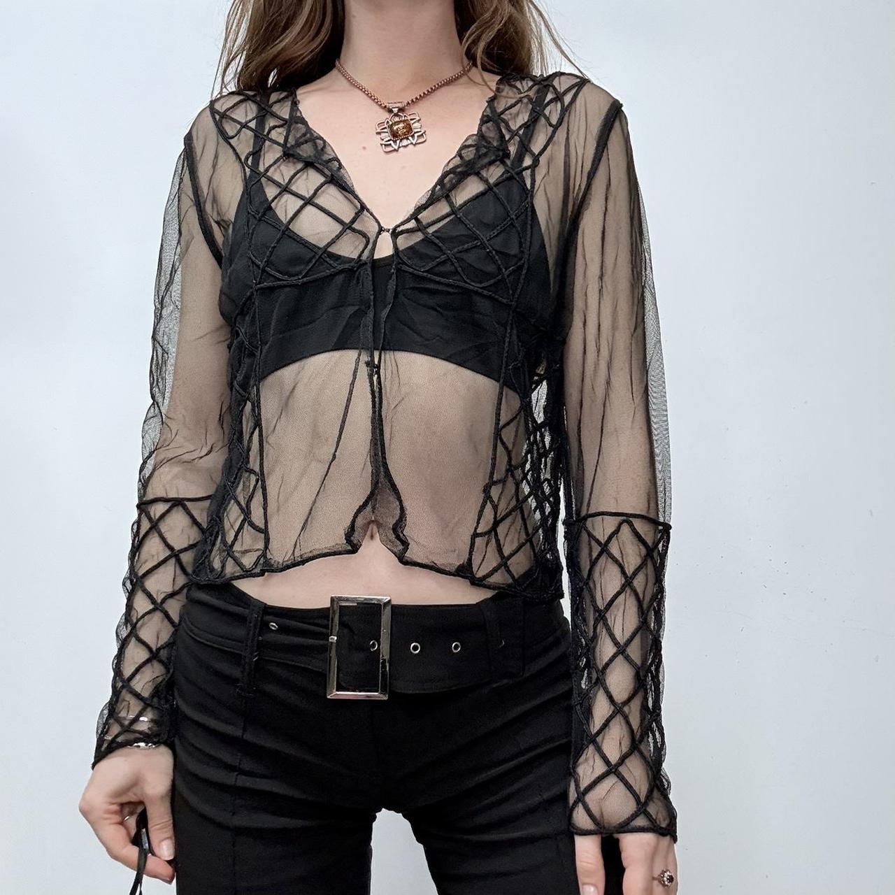 Sheer black gothic mesh shirt