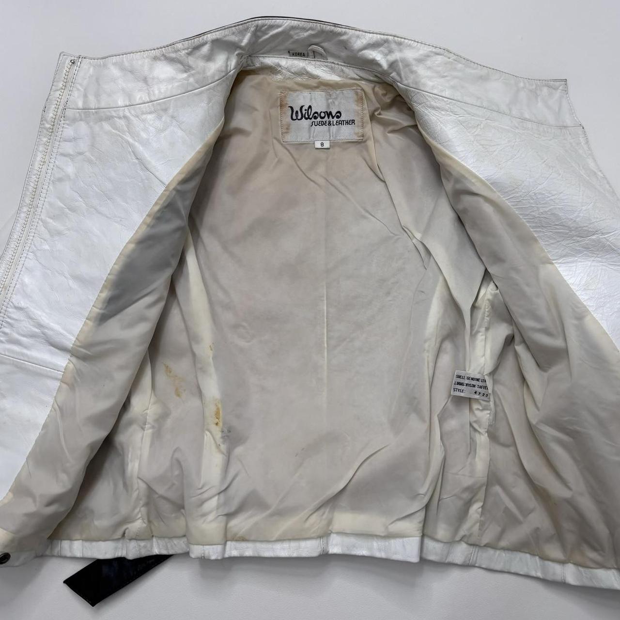 White leather vintage asymmetric jacket