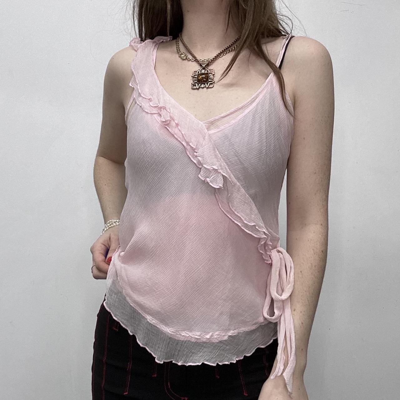 Sheer pink silk flutter vest