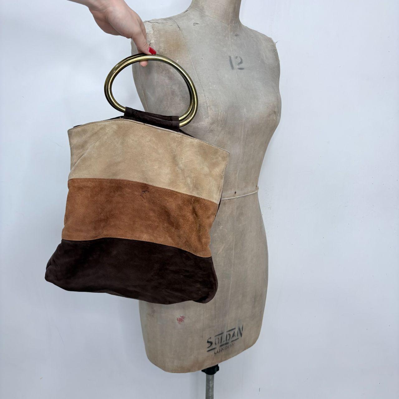 Striped suede patchwork bag
