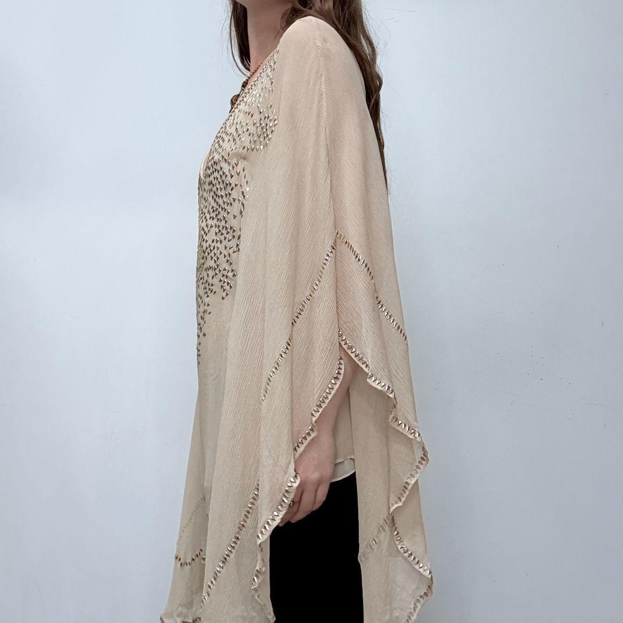 Sheer silk studded embroidered floaty boho dress