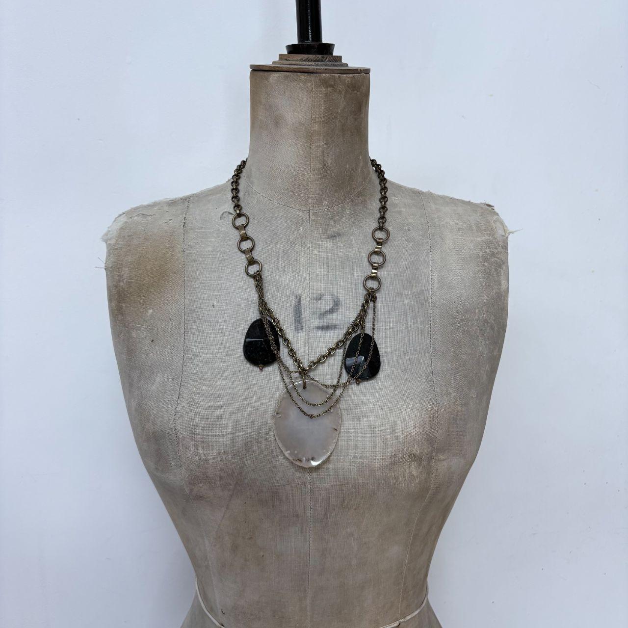 Long draped chain crystal necklace