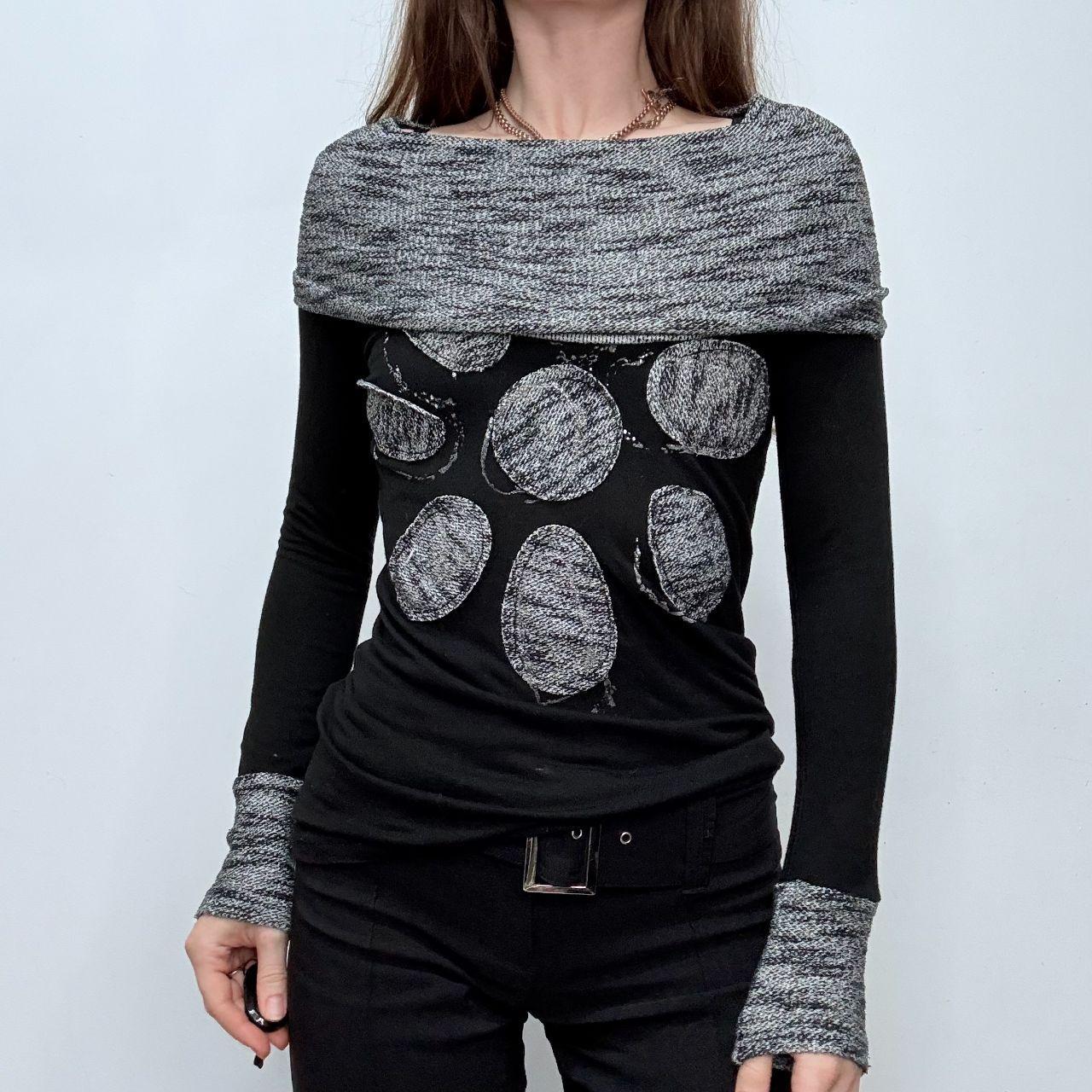 Black fold over wide neck slouchy top
