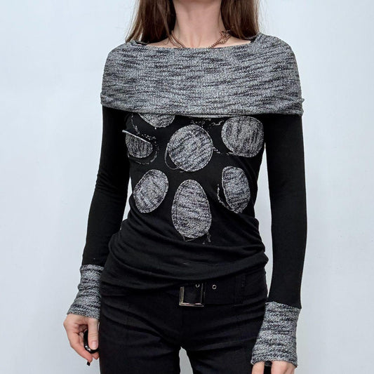 Black fold over wide neck slouchy top