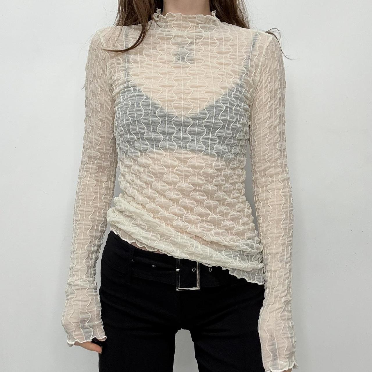 Sheer crinkle plisse slouchy top