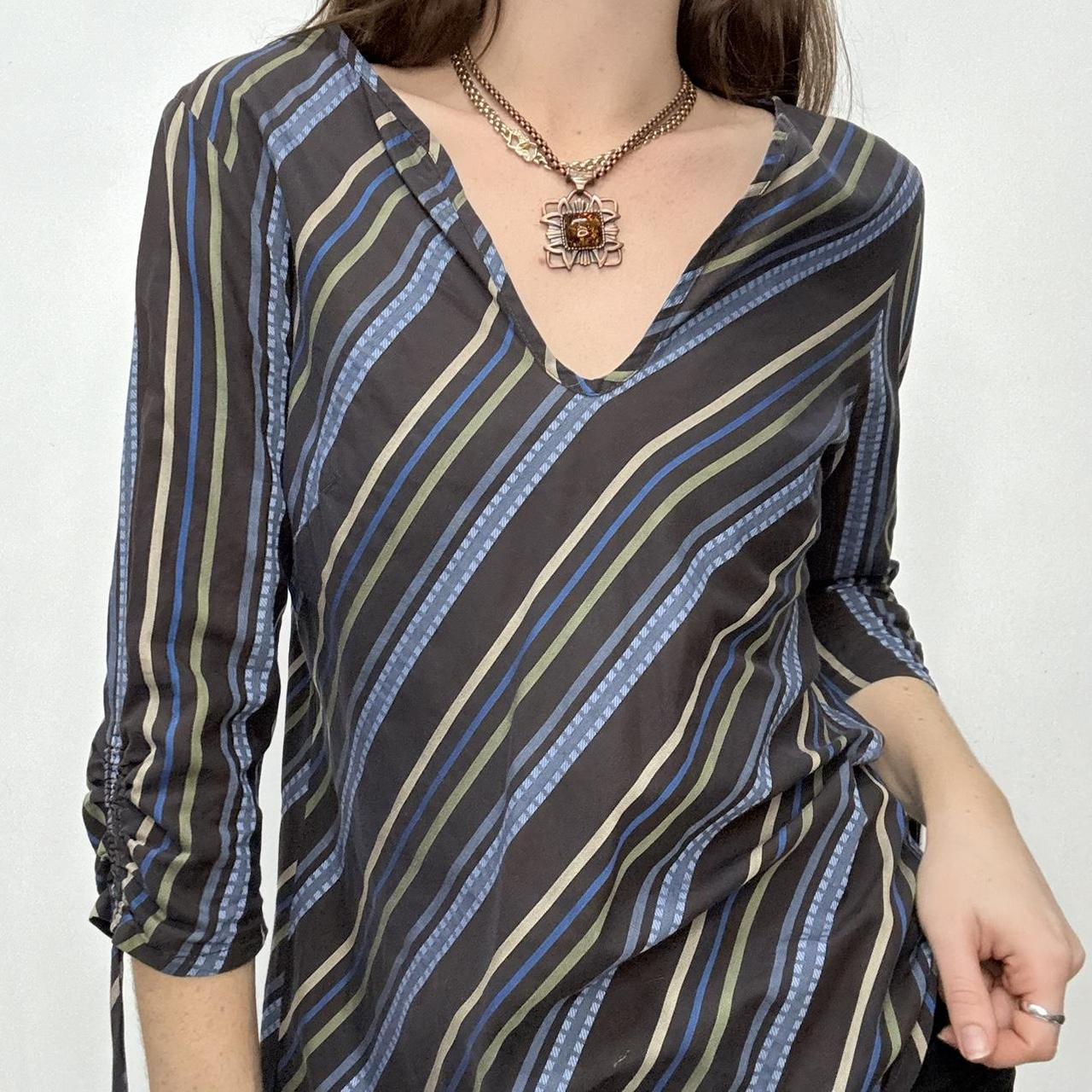Striped flared puff sleeve shirt