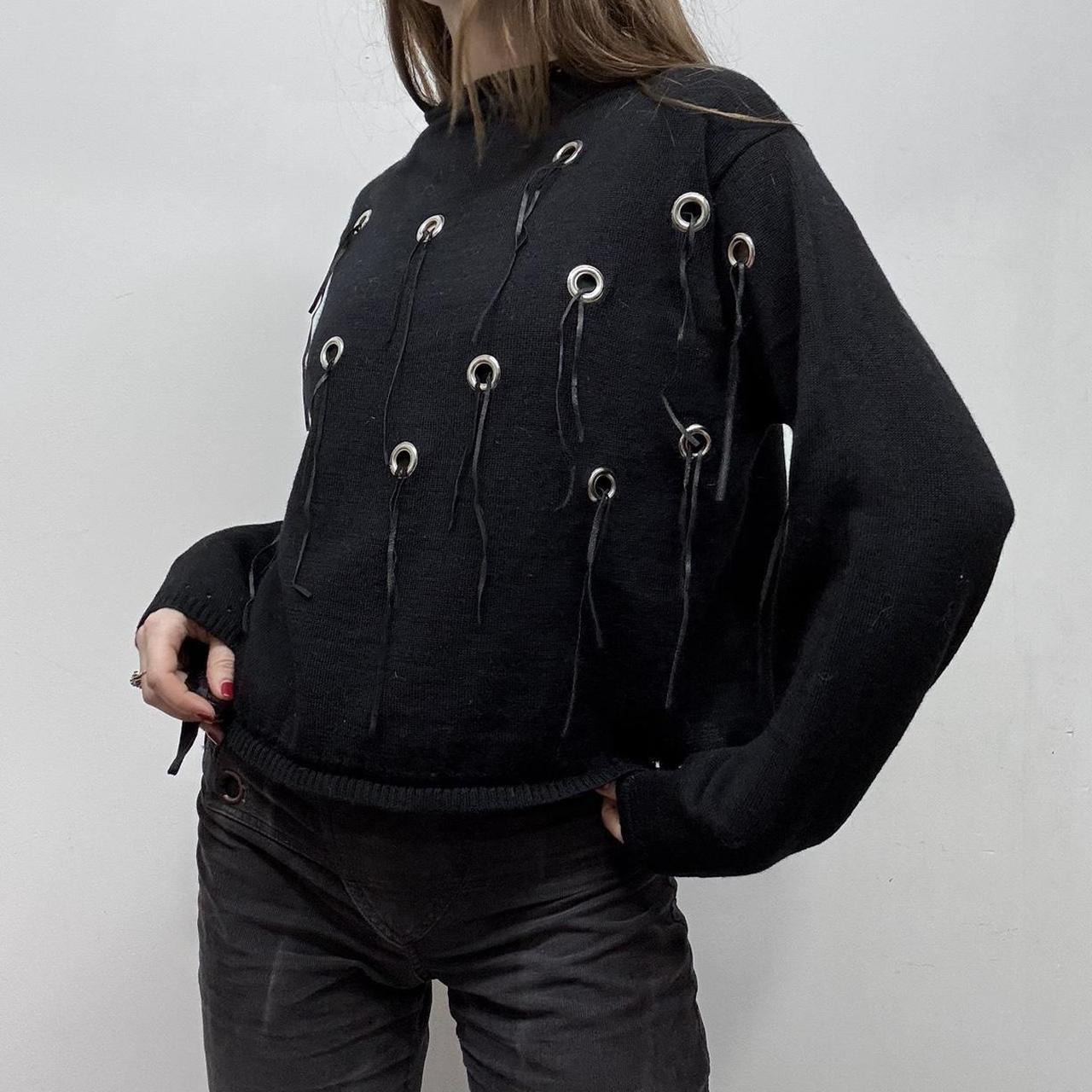 Black knit eyelet studded jumper